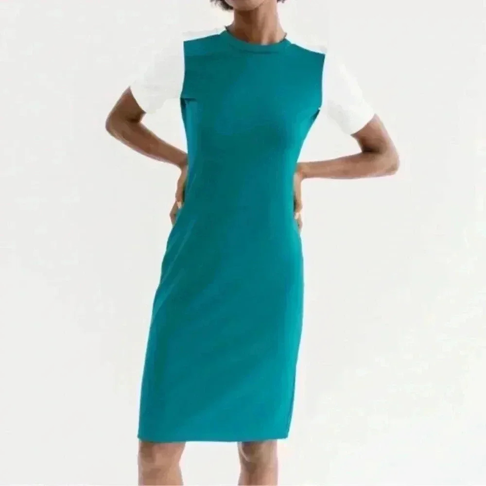 Teal and White Women's Dress